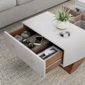 Angelic Contemporary Storage Coffee Table with Glass Insert by Furniture of America