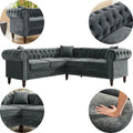 Classic Chesterfield L-Shaped Sectional Sofa with Deep Buttoned Rolled Arms