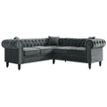 Classic Chesterfield L-Shaped Sectional Sofa with Deep Buttoned Rolled Arms