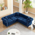 Classic Chesterfield L-Shaped Sectional Sofa with Deep Buttoned Rolled Arms