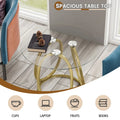 Myhozm Glass Side Table for Living Room with Sturdy Metal Frame