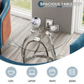 Myhozm Glass Side Table for Living Room with Sturdy Metal Frame