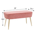 Adeco Velvet Footrest Bench with Metal Legs - Stylish Bed End Stool and Dressing Chair
