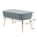 Adeco Velvet Footrest Bench with Metal Legs - Stylish Bed End Stool and Dressing Chair