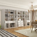 78.7-Inch Modular White Curio Cabinet with Glass Doors for Buffet Display