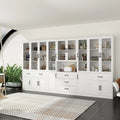 78.7-Inch Modular White Curio Cabinet with Glass Doors for Buffet Display