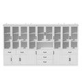 78.7-Inch Modular White Curio Cabinet with Glass Doors for Buffet Display