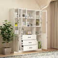 78.7-Inch Modular White Curio Cabinet with Glass Doors for Buffet Display