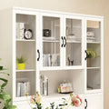 78.7-Inch Modular White Curio Cabinet with Glass Doors for Buffet Display
