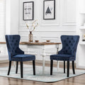 Set of 2 Grandview Tufted Upholstered Dining Chairs with Nailhead Trim and Ring Pull