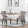 Set of 2 Grandview Tufted Upholstered Dining Chairs with Nailhead Trim and Ring Pull