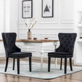 Set of 2 Grandview Tufted Upholstered Dining Chairs with Nailhead Trim and Ring Pull