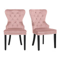 Set of 2 Grandview Tufted Upholstered Dining Chairs with Nailhead Trim and Ring Pull