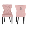 Set of 2 Grandview Tufted Upholstered Dining Chairs with Nailhead Trim and Ring Pull