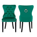 Set of 2 Grandview Tufted Upholstered Dining Chairs with Nailhead Trim and Ring Pull