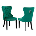 Set of 2 Grandview Tufted Upholstered Dining Chairs with Nailhead Trim and Ring Pull