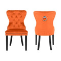 Set of 2 Grandview Tufted Upholstered Dining Chairs with Nailhead Trim and Ring Pull