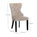 Set of 2 Grandview Tufted Upholstered Dining Chairs with Nailhead Trim and Ring Pull