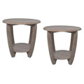 COZAYH Set of 2 Rustic Farmhouse End Tables with Storage Shelf - Vintage Grey French Country Accent Side Tables