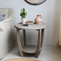 COZAYH Set of 2 Rustic Farmhouse End Tables with Storage Shelf - Vintage Grey French Country Accent Side Tables