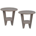 COZAYH Set of 2 Rustic Farmhouse End Tables with Storage Shelf - Vintage Grey French Country Accent Side Tables