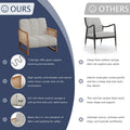 Mid-Century Modern Upholstered Rattan Accent Chairs - Natural Linen Armchairs for Living Room and Bedroom
