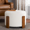 Finlay Contemporary Japandi Boucle Upholstered Wood Ottoman