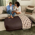 Atrium Collection Lino Oversized Ottoman & Lounger - Large Faux Leather Couch Accessory