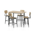 Counter Height Dining Table Set with 4 Chairs and Metal Frame