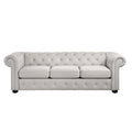 Corvus Aleksis Tufted Chesterfield 3-Seat Sofa with Elegant Rolled Arms