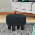 Adeco Modern Velvet Round Ottoman Footrest Stool with Padded Seat