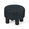 Adeco Modern Velvet Round Ottoman Footrest Stool with Padded Seat