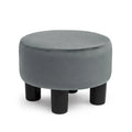 Adeco Modern Velvet Round Ottoman Footrest Stool with Padded Seat