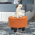 Adeco Modern Velvet Round Ottoman Footrest Stool with Padded Seat