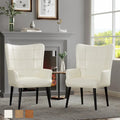Set of 2 High-Back Tufted Accent Chairs in Cream, Brown, and Taupe