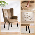 Set of 2 High-Back Tufted Accent Chairs in Cream, Brown, and Taupe
