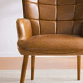 Set of 2 High-Back Tufted Accent Chairs in Cream, Brown, and Taupe