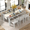 Nestfair 7-Piece Wooden Dining Set: Table with 6 Chairs and 2 Storage Drawers