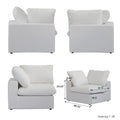 Sectional Couch with L-Shaped Design and Linen Upholstery, Featuring Multiple Cushions