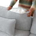 Sectional Couch with L-Shaped Design and Linen Upholstery, Featuring Multiple Cushions