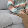 Sectional Couch with L-Shaped Design and Linen Upholstery, Featuring Multiple Cushions