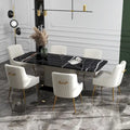 SEYNAR Set of 6 Modern Glam Boucle Velvet Dining or Vanity Chairs with Rear Handle