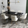 SEYNAR Set of 6 Modern Glam Boucle Velvet Dining or Vanity Chairs with Rear Handle