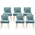 SEYNAR Set of 6 Modern Glam Boucle Velvet Dining or Vanity Chairs with Rear Handle