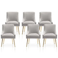 SEYNAR Set of 6 Modern Glam Boucle Velvet Dining or Vanity Chairs with Rear Handle