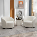 Set of 2 KINWELL 34-Inch Wide Upholstered Swivel Barrel Chairs