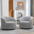 Set of 2 KINWELL 34-Inch Wide Upholstered Swivel Barrel Chairs