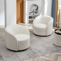 Set of 2 KINWELL 34-Inch Wide Upholstered Swivel Barrel Chairs