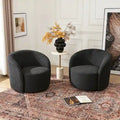 Set of 2 KINWELL 34-Inch Wide Upholstered Swivel Barrel Chairs
