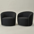 Set of 2 KINWELL 34-Inch Wide Upholstered Swivel Barrel Chairs
